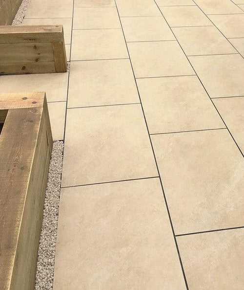 Hammerstone Beige Porcelain Paving Tiles - 900x600mm - 20mm