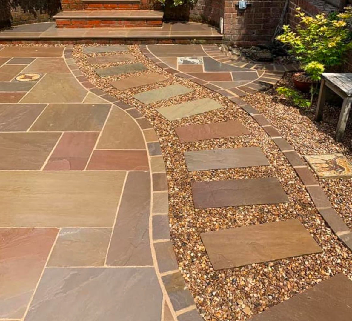 Raj Green Indian Sandstone - Patio Pack - 22mm Calibrated - Paving Slabs